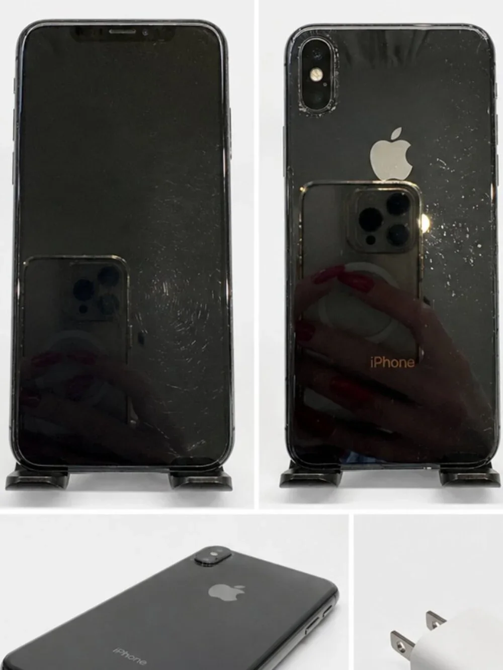 Apple iPhone X 256GB Black Battery Health 74% Cracked Back Inventory #13P